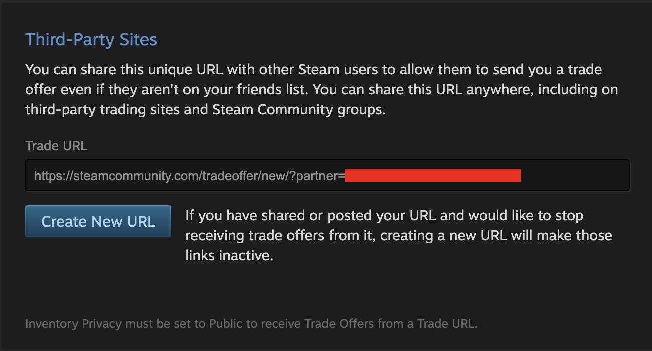 Verbinden Sie Steam Trade URL