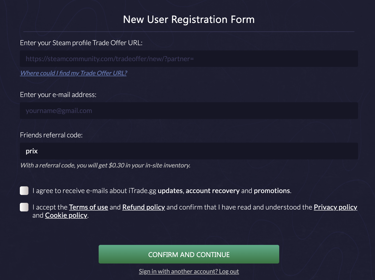 Trade-URL konfigurieren